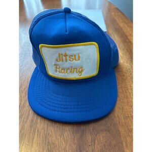 Vintage Jitsu Racing Blue Trucker Hat Snapback Mesh Patch Cap